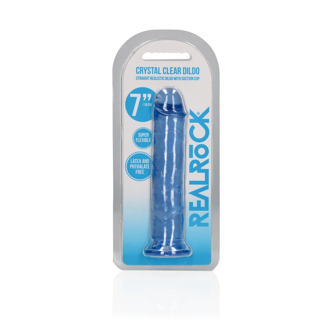 DILDO STRAIGHT REALISTIC CRYSTAL CLEAR 7 /18 CM AZUL REALROCK