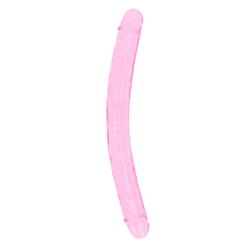 DILDO DOBLE CRYSTAL CLEAR 13 /34 CM ROSA REALROCK - Imagen 6