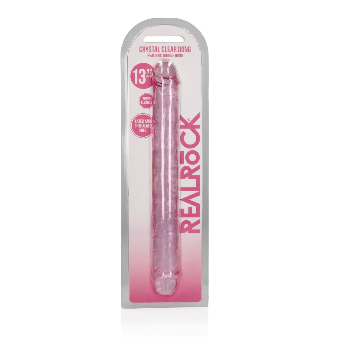 DILDO DOBLE CRYSTAL CLEAR 13 /34 CM ROSA REALROCK