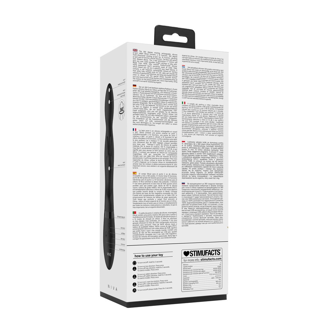 VIBRADOR NIVA ROTATING RABBIT NEGRO VIVE - Imagen 3