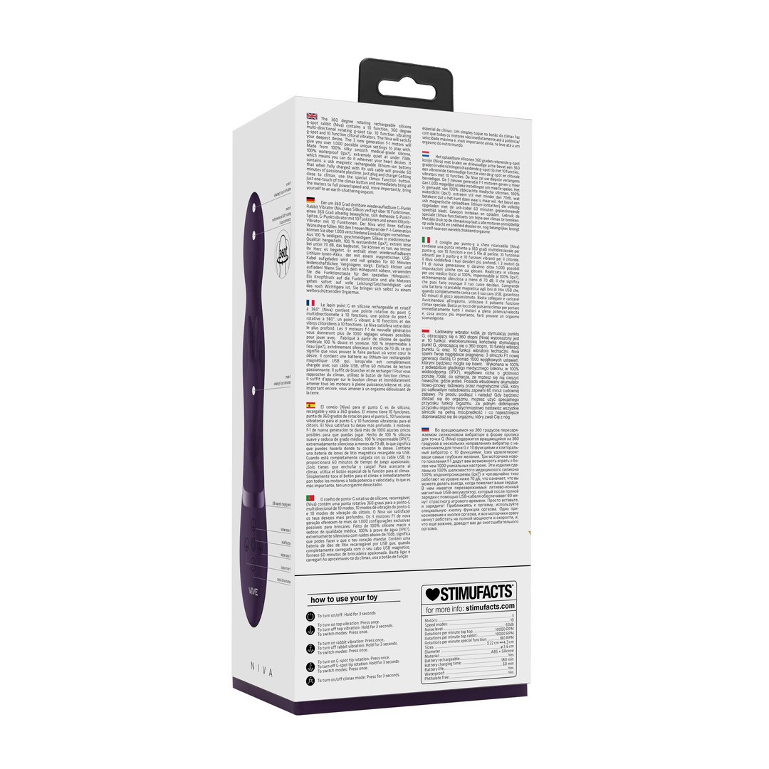 VIBRADOR NIVA ROTATING RABBIT MORADO VIVE - Imagen 3