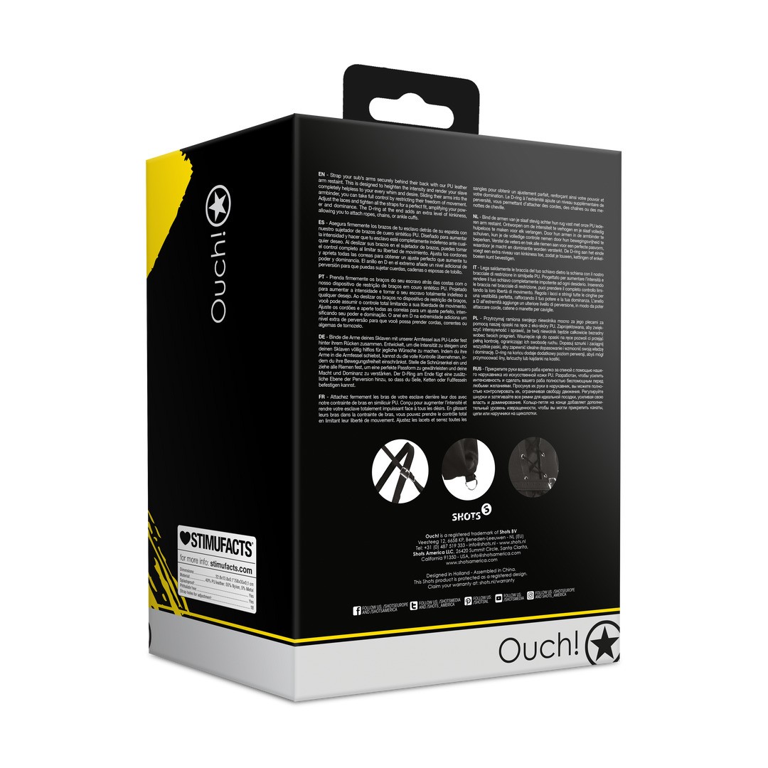 RESTRICCIÓN DE BRAZOS LACE-UP FULL SLEEVE NEGRO XTREME OUCH! - Imagen 3