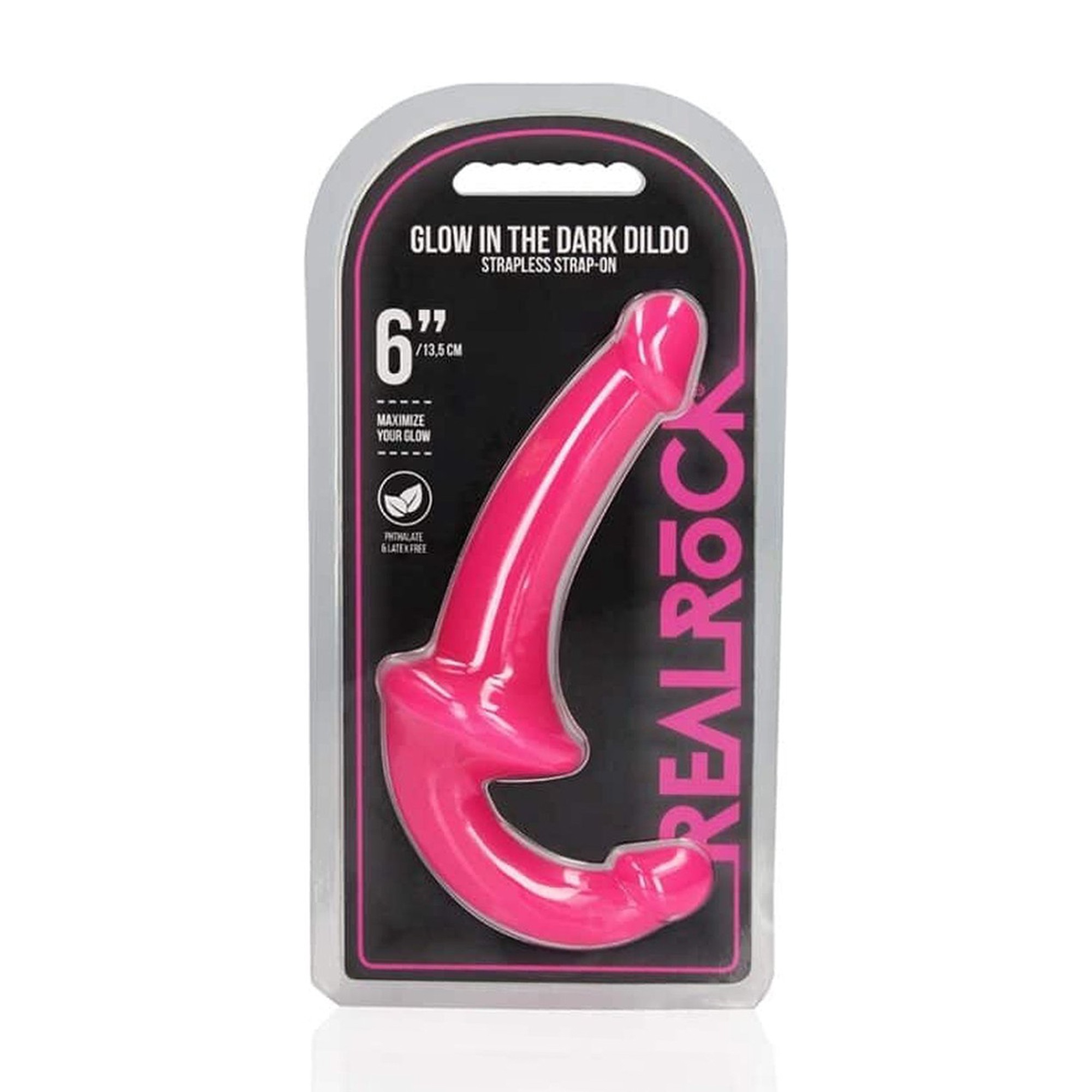 STRAP-ON SIN ARNÉS GLOW IN THE DARK 6'' / 13,5 CM ROSA REALROCK