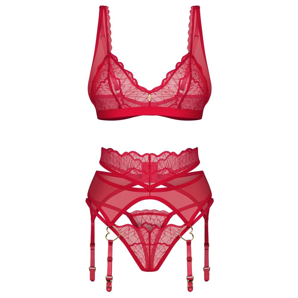 CONJUNTO DE 3 PIEZAS CUPIDE DESIR ROJO OBSESSIVE - Imagen 5