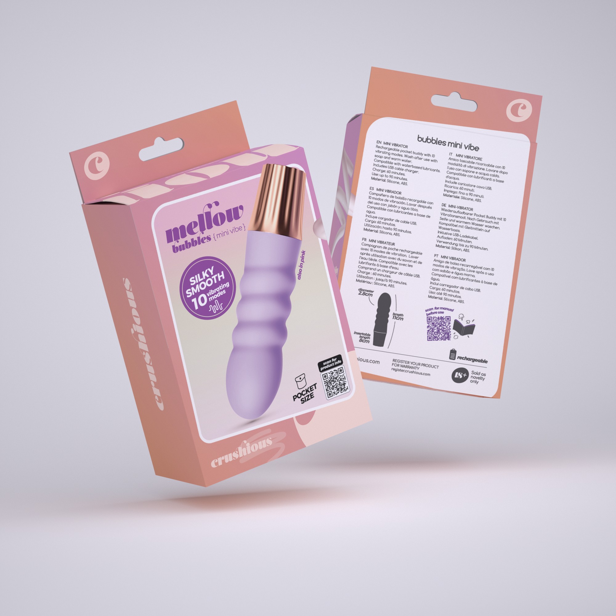MINI VIBRADOR MELLOW BUBBLES LAVANDA CRUSHIOUS - Imagen 6