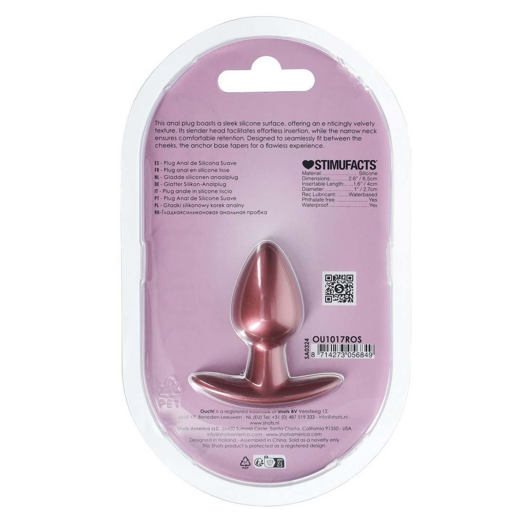 PLUG ANAL SMOOTH SILICONE SMALL 2.6 /6,5 CM ROSE GOLD OUCH! - Imagen 3