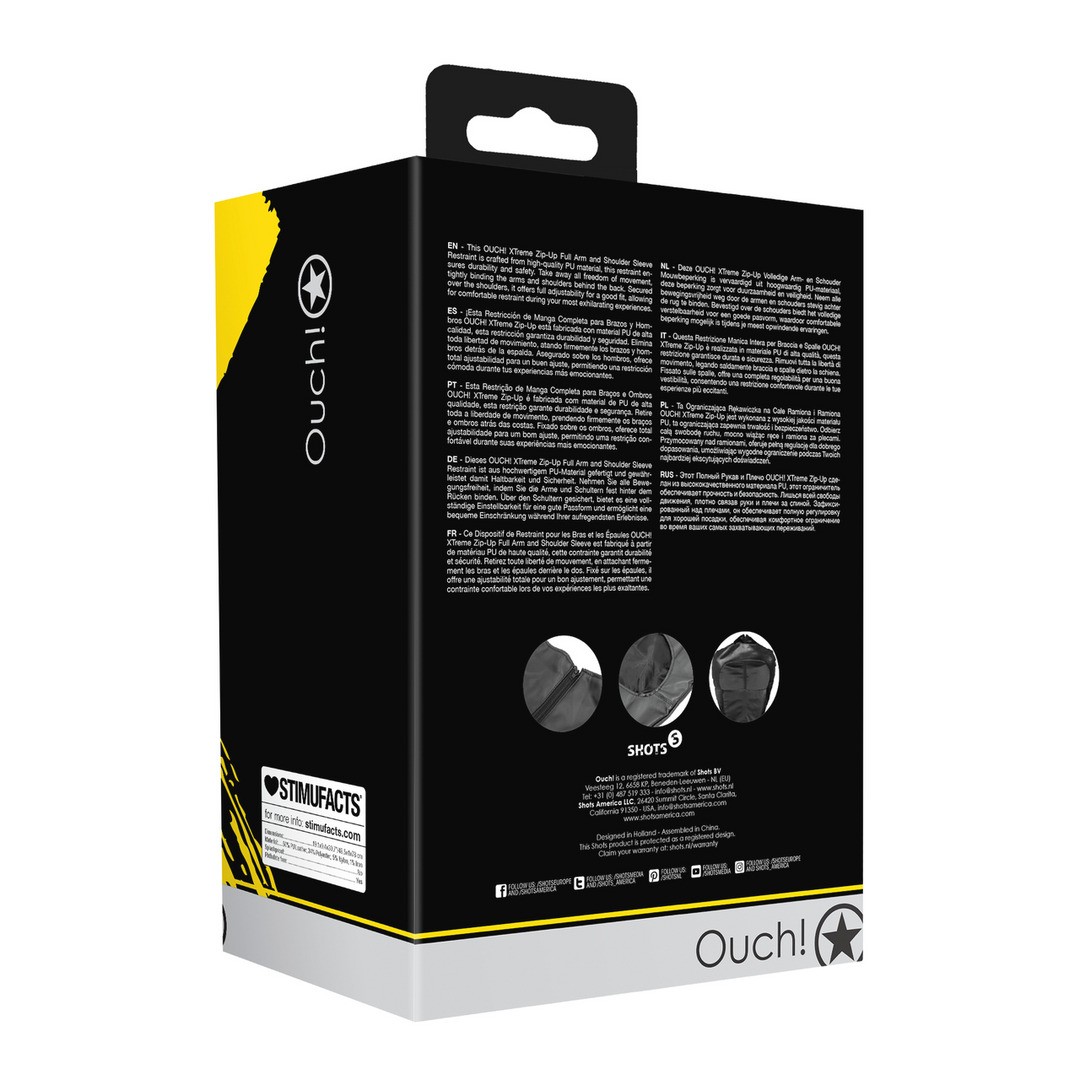 RESTRICCIÓN DE BRAZOS ZIP-UP FULL ARM AND SHOULDER SLEEVE NEGRO XTREME OUCH! - Imagen 3