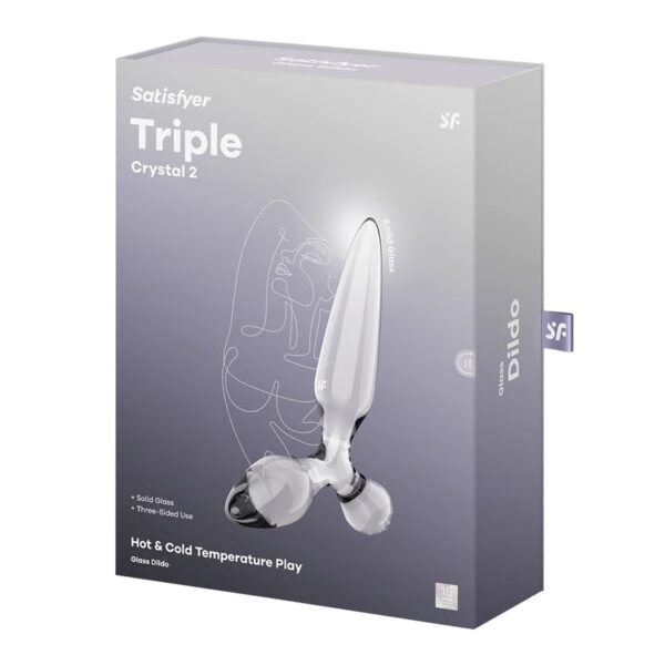 DILDO DE VIDRIO CON PLUG TRIPLE CRISTAL 2 TRANSPARENTE SATISFYER - Imagen 3