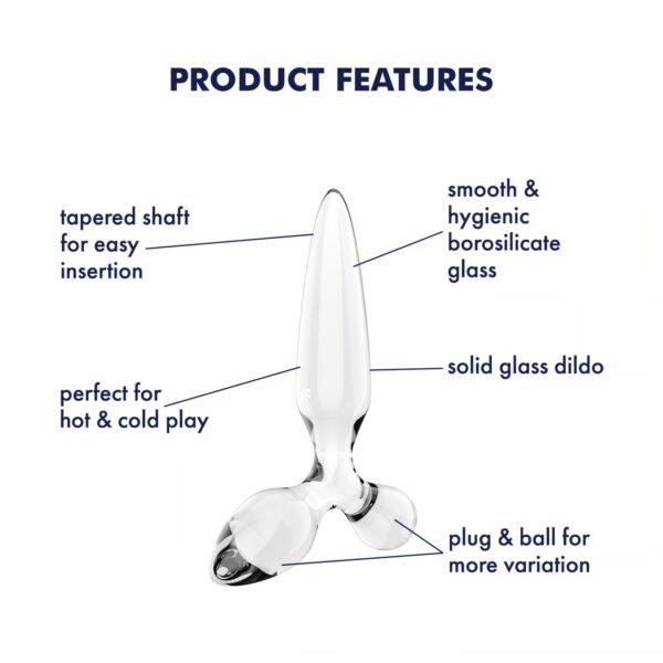 DILDO DE VIDRIO CON PLUG TRIPLE CRISTAL 2 TRANSPARENTE SATISFYER - Imagen 6