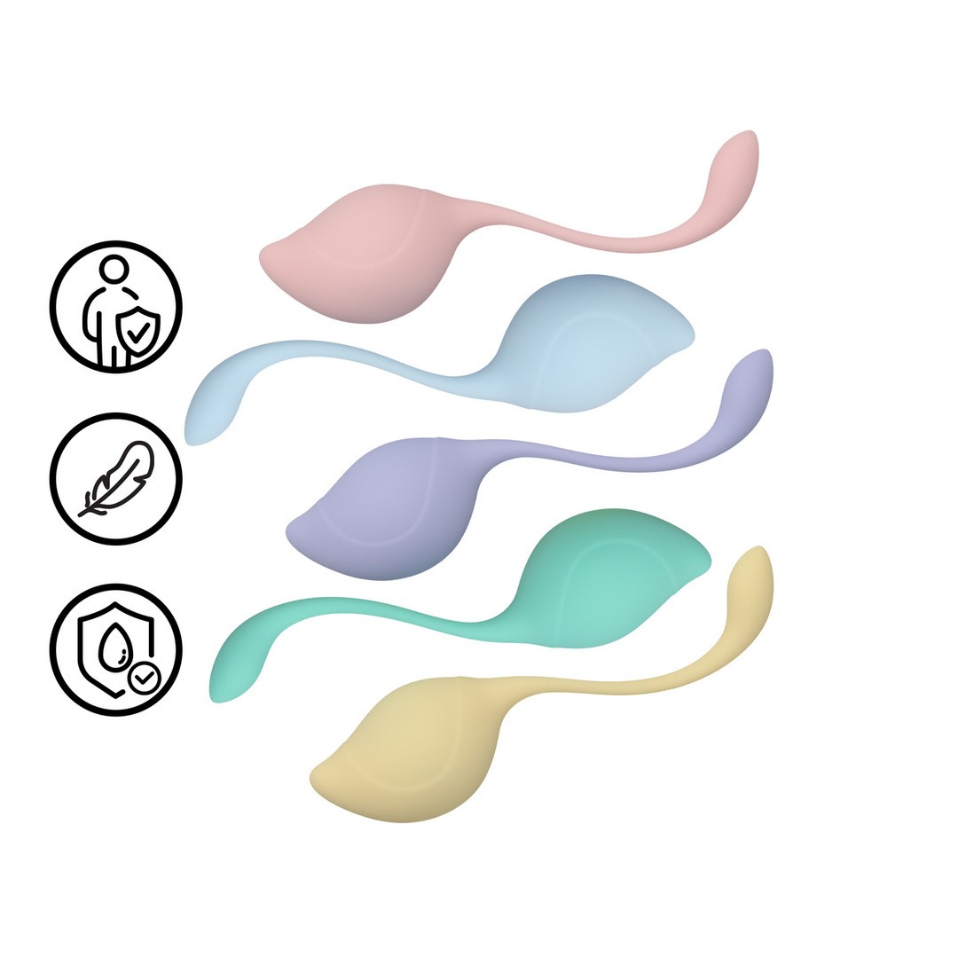 CONJUNTO DE 5 BOLAS VAGINALES PELVIC STEM KEGEL KIT MULTICOLOR LOVELINE - Imagen 5
