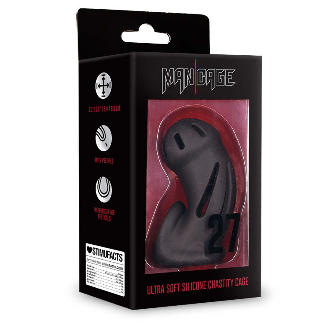 JAULA MODEL 27 ULTRA SOFT SILICONE CHASTITY NEGRO MANCAGE