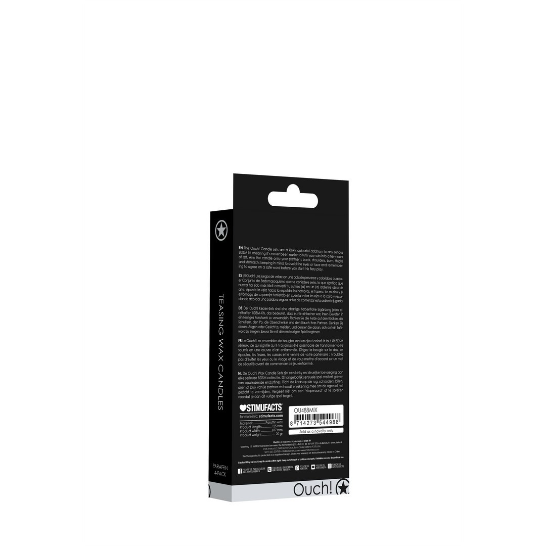 CONJUNTO DE 4 VELAS CON MIX DE COLORES TEASING WAX CANDLES OUCH! - Imagen 3