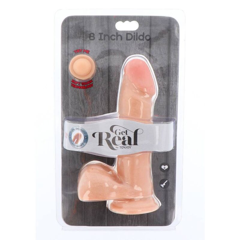 GET REAL - DUAL DENSITY DILDO 18 CM CON TESTÍCULOS NATURAL - Imagen 3