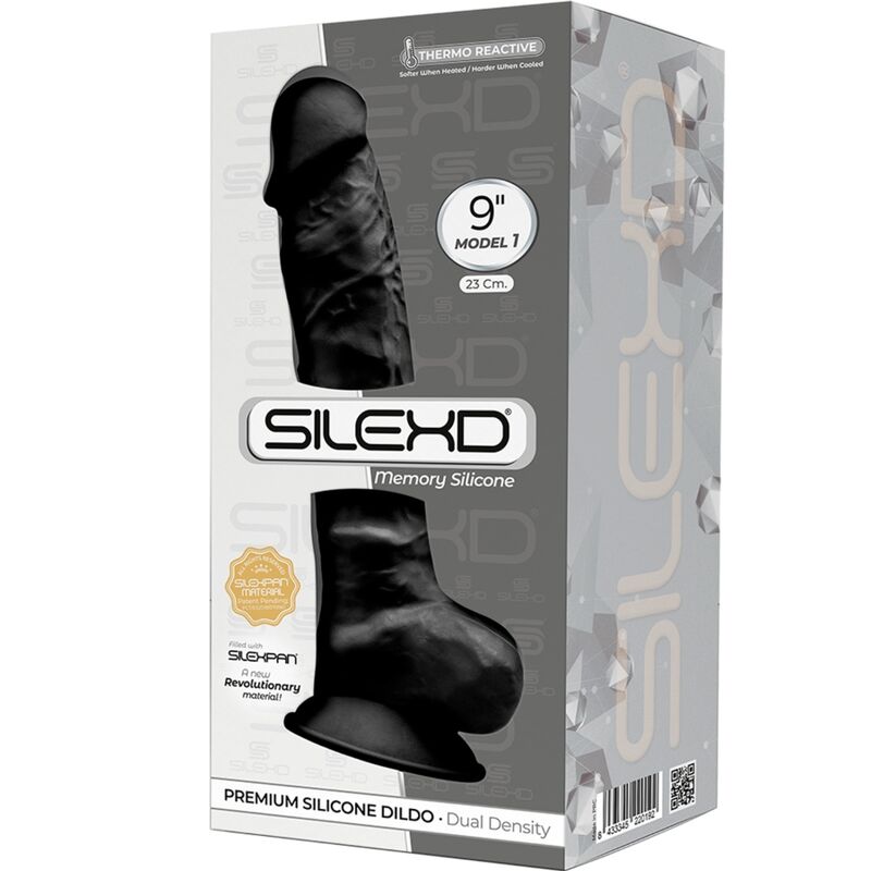 SILEXD - MODELO 1 PENE REALISTICO SILICONA PREMIUM SILEXPAN NEGRO 23 CM - Imagen 3